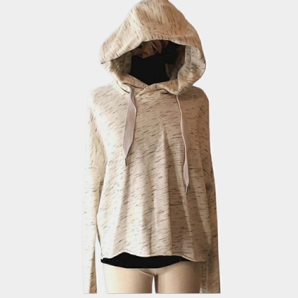 Abercrombie & Fitch Womens Crop Hoodie Sweatshirt Gray Space Dye Drawstring Med